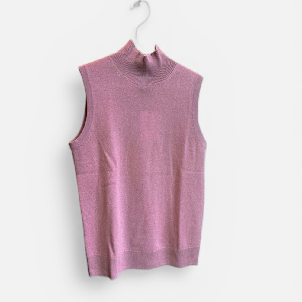 Bloomingdale’s 100% Cashmere Sleeveless Mock Neck Sweater XXL Pink NWT - Picture 7 of 11